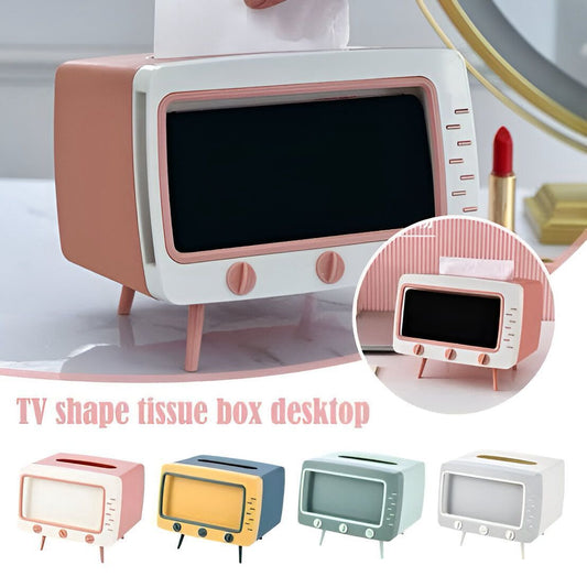 2in1 Tv Shape Box with Mobile Holder Tissue Paper Holder (Mix/Random color)