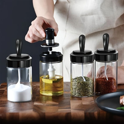250ML Glass Jar for Oil and Seasoning (Silicone Spoon and Silicone Brush Bottle both available)