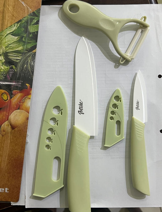 Imported Set of 3pcs SuperSharp Original Ceramic Material Vegetable Fruit Knife Peeler